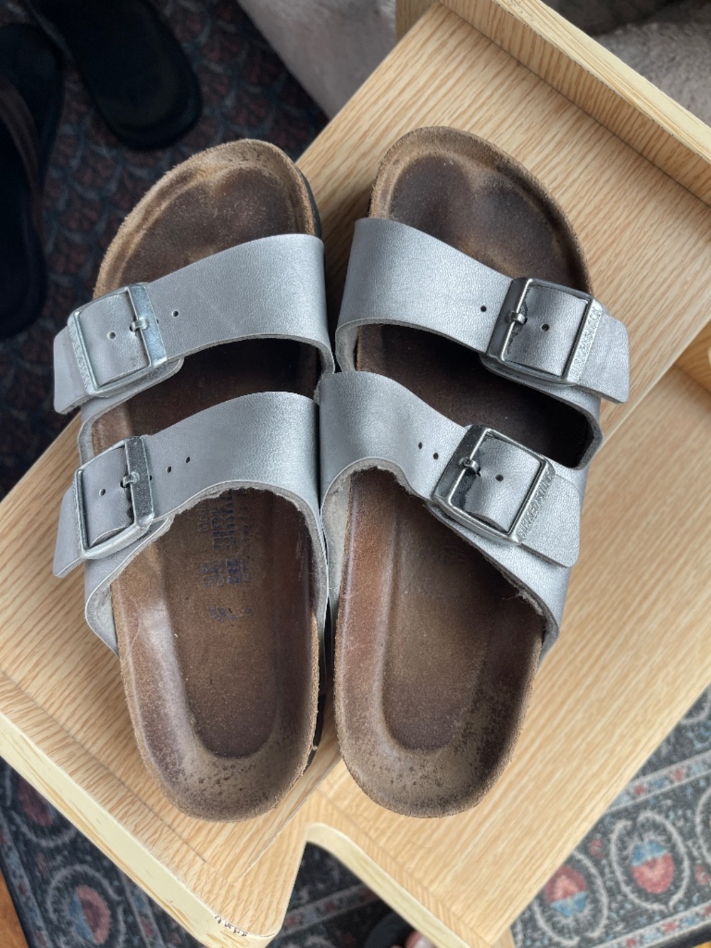 Silver Arizona Birkenstocks Size 38